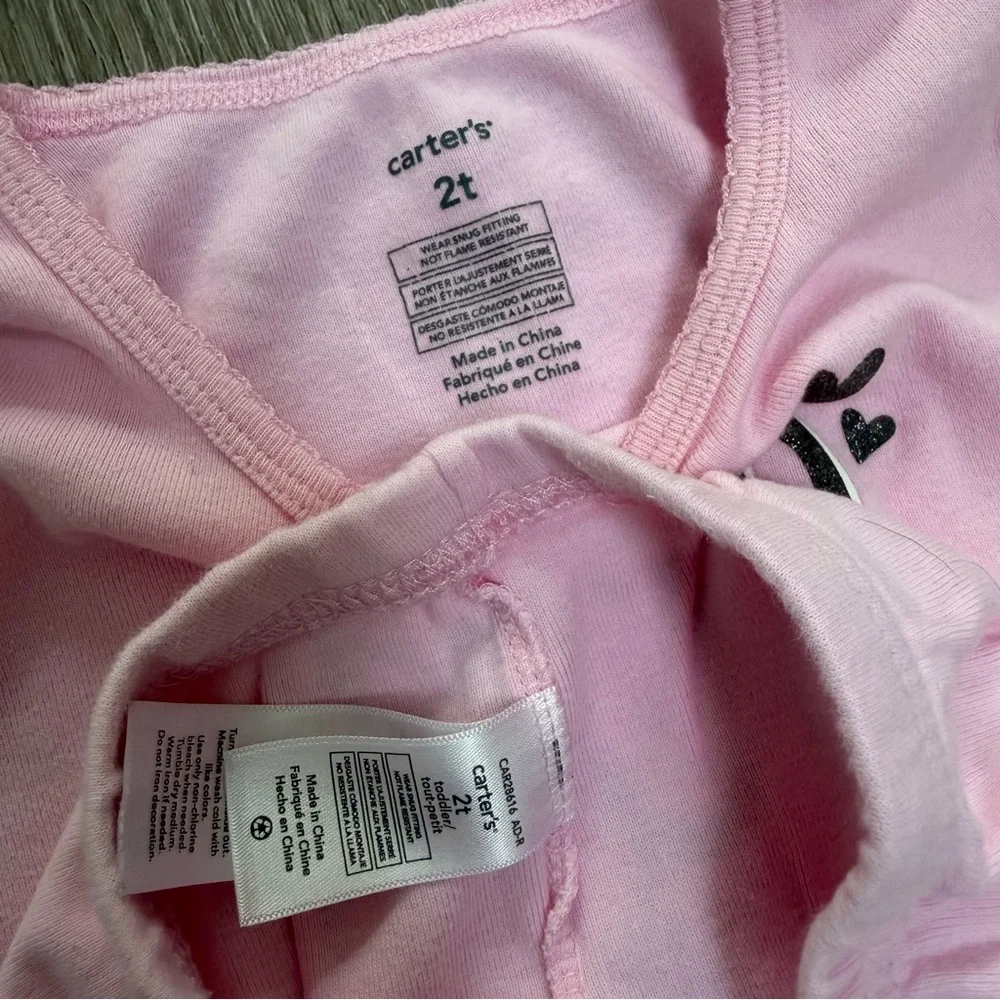 CARTERS 2PC EASTER SHORT SLEEVE TOP AND PANTS PJ SET BUNNY PINK 2T
